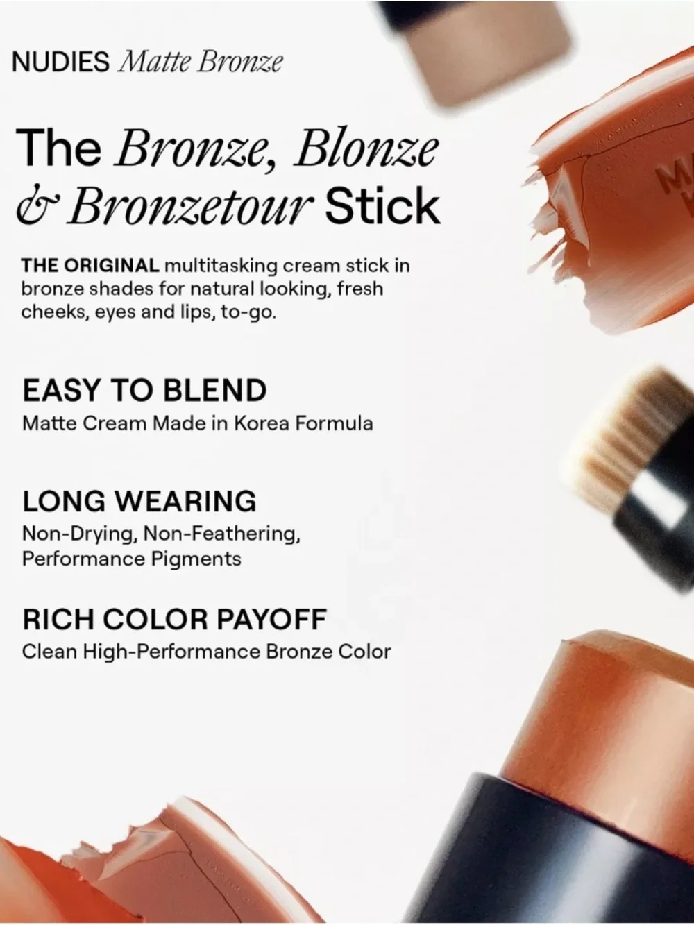 NUDESTIX NUDIES MATTE All Over Face Bronze Color in Beach Babe 0.25oz BRAND NEW